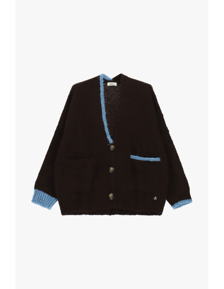 Cardigan oversize com acabamentos contrastantes e bolsos Dixie