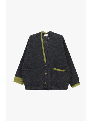 Cardigan oversize com acabamentos contrastantes e bolsos Dixie
