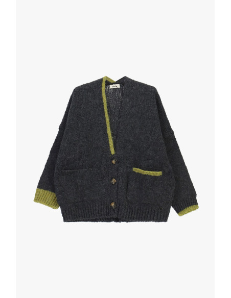 Cardigan oversize com acabamentos contrastantes e bolsos Dixie