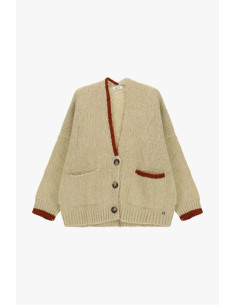 Cardigan oversize com acabamentos contrastantes e bolsos Dixie