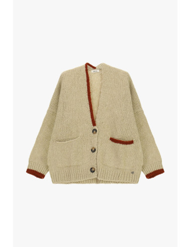 Cardigan oversize com acabamentos contrastantes e bolsos Dixie