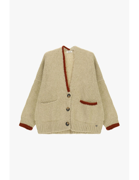 Cardigan oversize com acabamentos contrastantes e bolsos Dixie