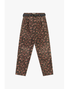 Calças chino com padrão floral e cinto Dixie