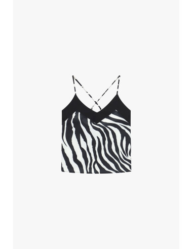 Top com alças finas cruzadas e estampado de zebra Dixie