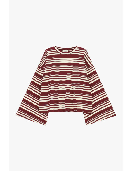 T-shirt às riscas com mangas largas Dixie