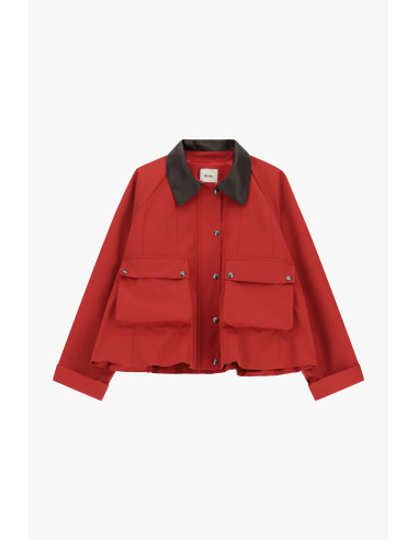Casaco-camisa cropped com maxi bolsos frontais Dixie