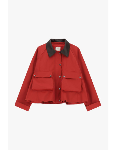 Casaco-camisa cropped com maxi bolsos frontais Dixie
