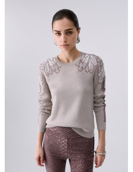 Camisola jacquard com strass Liu Jo