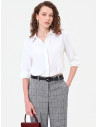 Camisa cropped fluida em cetim mate com botões ocultos Rinascimento