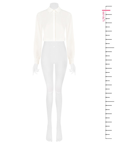 Camisa cropped fluida em cetim mate com botões ocultos Rinascimento