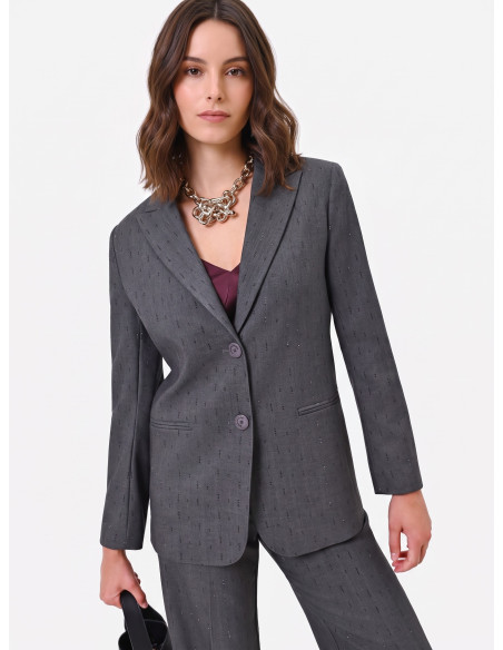 Casaco blazer de poliviscose com strass Rinascimento
