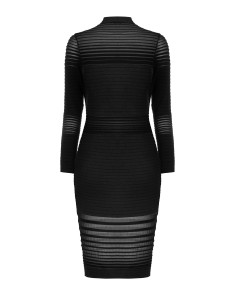 Vestido justo de malha às riscas em tule transparente Rinascimento 2
