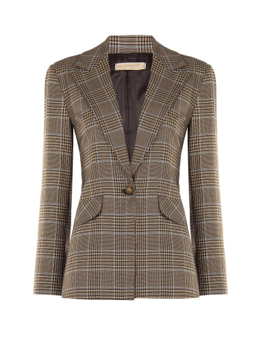 Blazer cintado aos quadrados em poliviscose Rinascimento