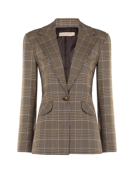 Blazer cintado aos quadrados em poliviscose Rinascimento