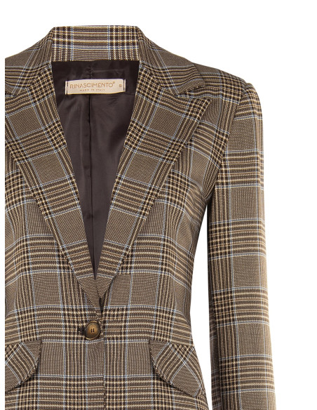 Blazer cintado aos quadrados em poliviscose Rinascimento
