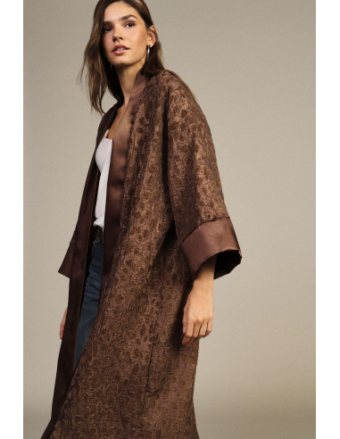 Casaco Duster Jacquard com Mangas Largas Dixie