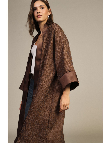 Casaco Duster Jacquard com Mangas Largas Dixie