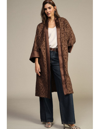Casaco Duster Jacquard com Mangas Largas Dixie