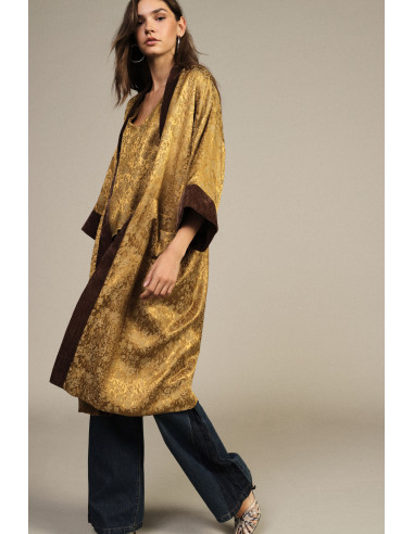 Casaco duster com mangas amplas e perfis em contraste Dixie