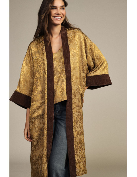 Casaco duster com mangas amplas e perfis em contraste Dixie