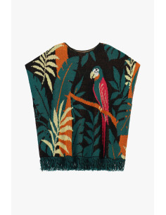 Poncho fantasia tropical com franjas Dixie 2