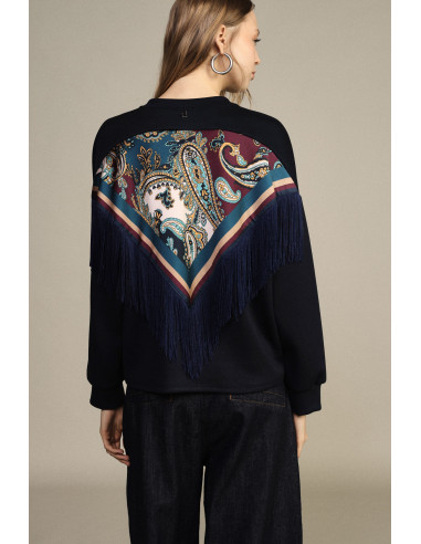 Sweatshirt de gola redonda com mangas amplas e bainha arredondada Dixie