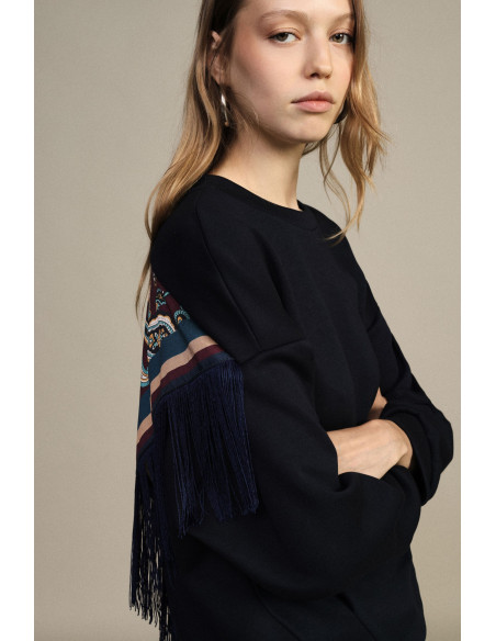 Sweatshirt de gola redonda com mangas amplas e bainha arredondada Dixie