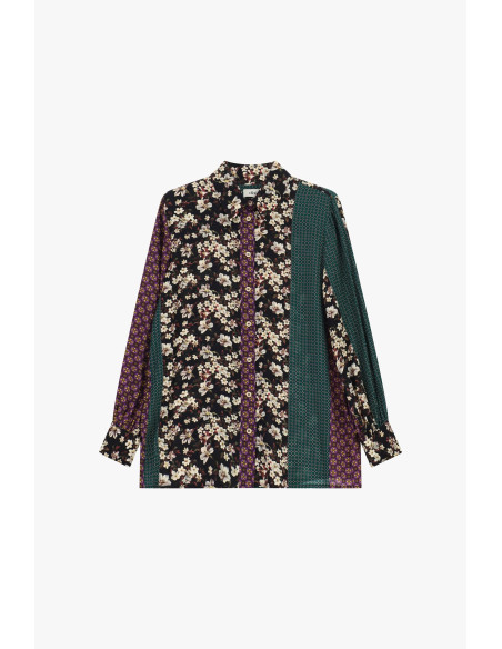 Camisa estampada patchwork com motivo floral Dixie