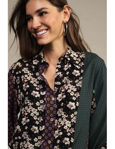 Camisa estampada patchwork com motivo floral Dixie