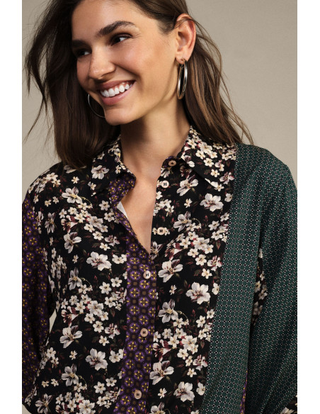 Camisa estampada patchwork com motivo floral Dixie