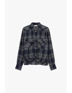 Camisa aos quadrados com dois bolsos e nó frontal Dixie 2