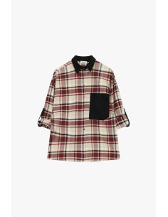 Camisa aos quadrados com bolso e gola em contraste Dixie 2