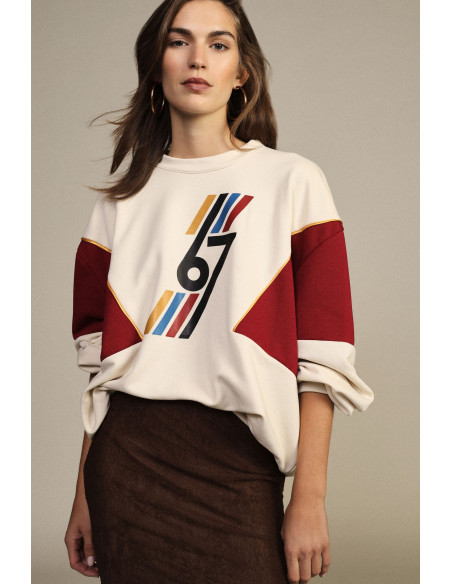 Sweatshirt de gola redonda com detalhes gráficos e aplicações Dixie