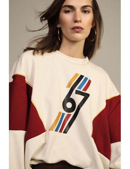 Sweatshirt de gola redonda com detalhes gráficos e aplicações Dixie
