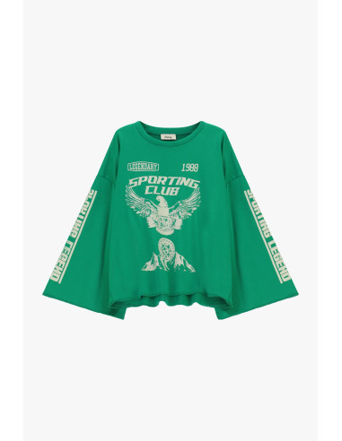 Sweatshirt larga Dixie com estampado frontal e mangas largas