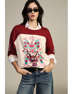 Sweatshirt de gola redonda com estampado floral e detalhes gráficos Dixie