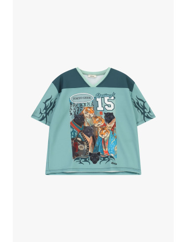 T-shirt de manga curta com estampado de panteras e tigres Dixie
