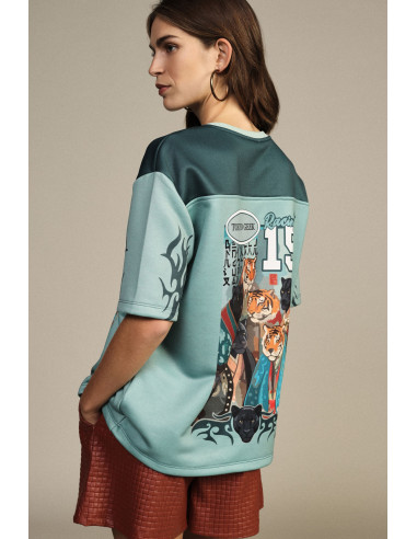 T-shirt de manga curta com estampado de panteras e tigres Dixie