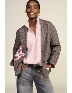 Blazer estampado aos quadrados com flores pintadas Dixie