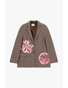 Blazer estampado aos quadrados com flores pintadas Dixie 2
