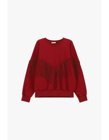 Sweatshirt de gola redonda com franjas decorativas A V Dixie