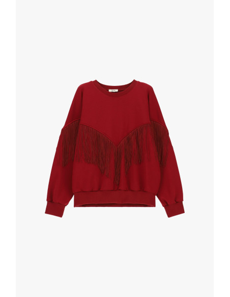 Sweatshirt de gola redonda com franjas decorativas A V Dixie
