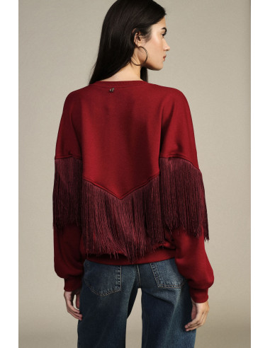 Sweatshirt de gola redonda com franjas decorativas A V Dixie