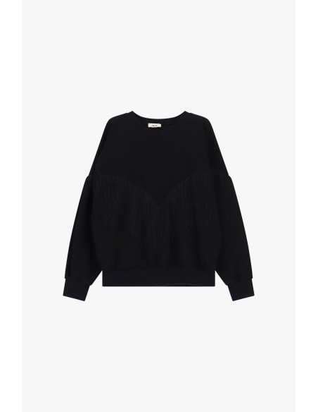 Sweatshirt de gola redonda com franjas decorativas A V Dixie