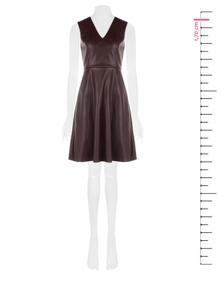 Vestido curto rodado em imitação de pele com decote em V Rinascimento