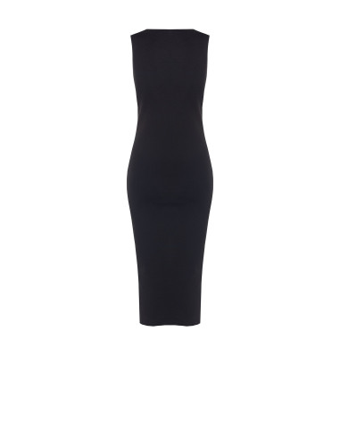 Vestido tubinho em malha estruturada com colar de strass amovível Rinascimento