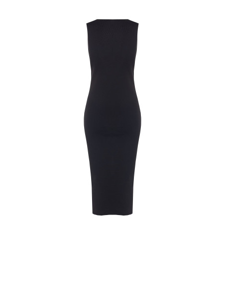 Vestido tubinho em malha estruturada com colar de strass amovível Rinascimento