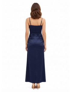 Vestido comprido de cetim com nó e racha Rinascimento 2
