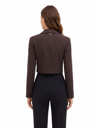 Blazer cropped em poliviscose com fecho assimétrico Rinascimento