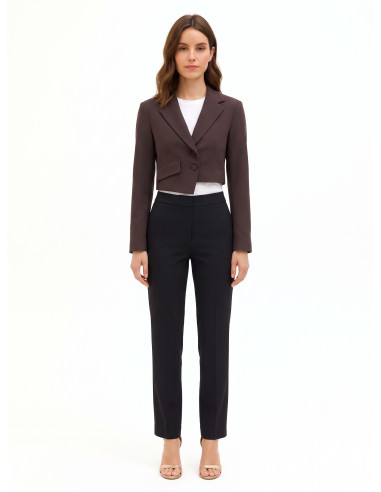 Blazer cropped em poliviscose com fecho assimétrico Rinascimento